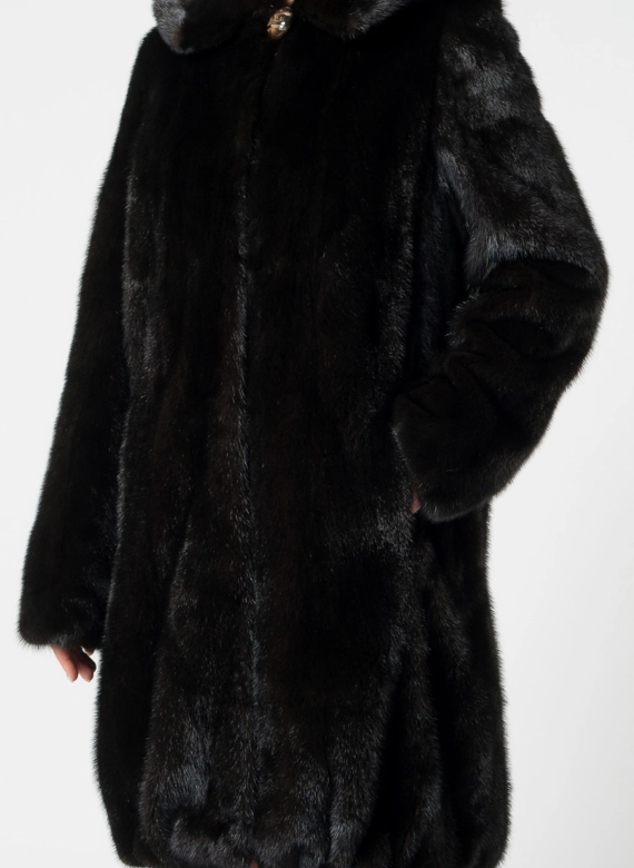 Норковая шуба с капюшоном