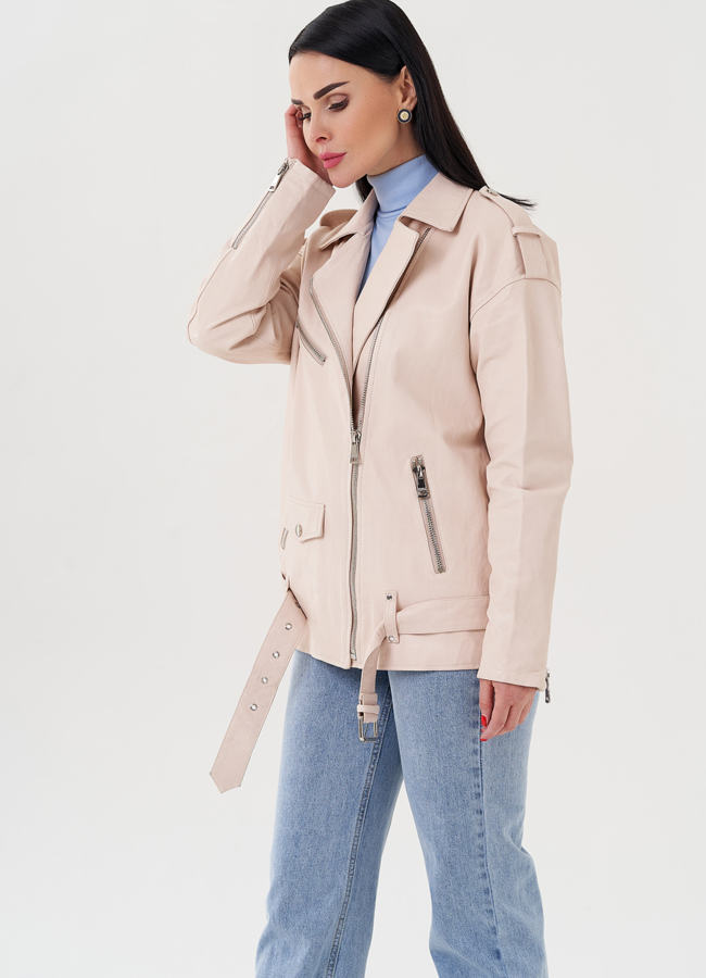 Куртка из светлой кожи модель № 24329 универмаг малина