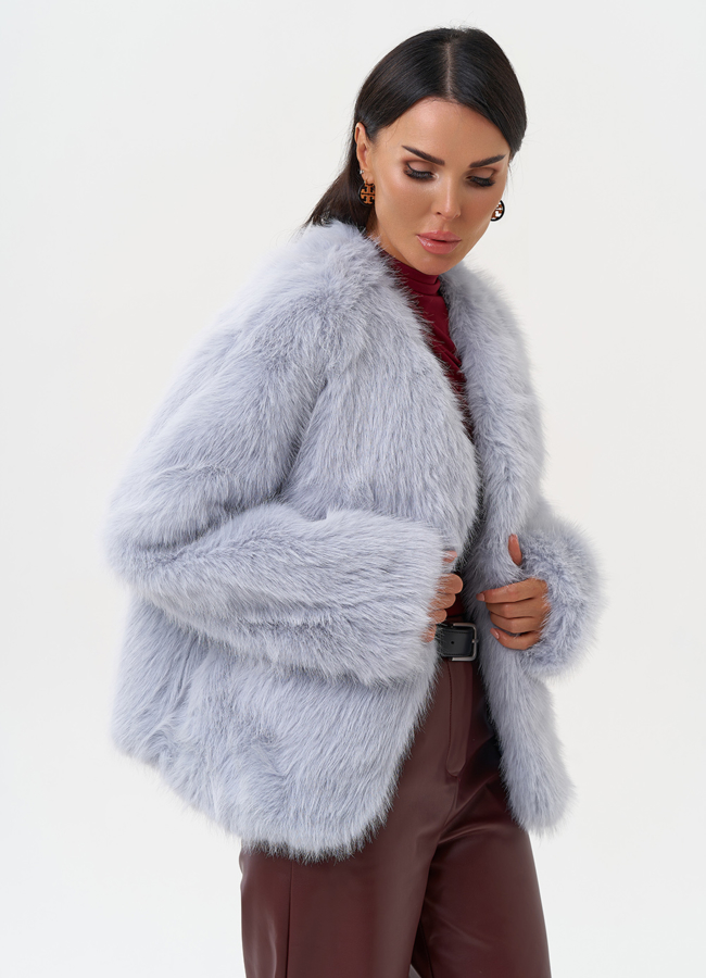 Короткая женская шуба из эко меха модель № 31258 универмаг малина