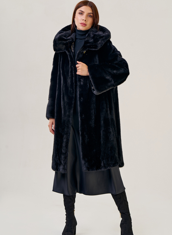 Шуба-"рубашка" с капюшоном