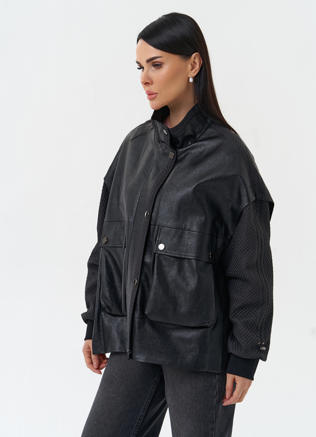 Куртка из эко кожи с воротником стойкой модель № 30029 универмаг малина