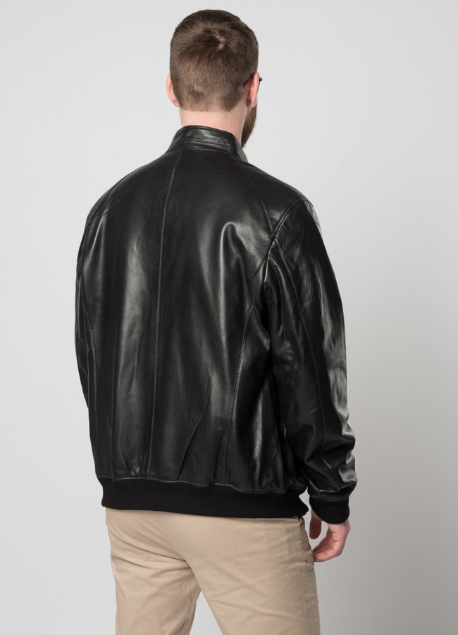 Мужская кожаная куртка на молнии модель № W258 универмаг малина