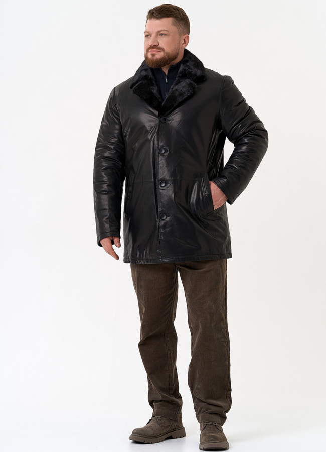 Мужская дубленка с английским воротником модель № 31779 в кредит