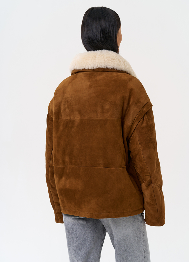 Пуховик - трансформер из натуральной замши модель № 31372 в кредит