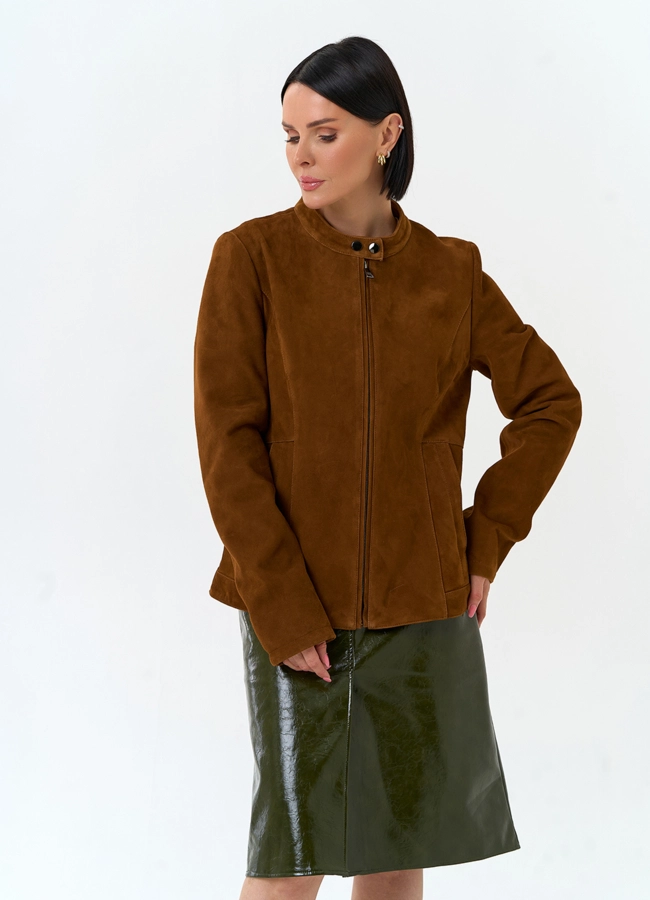 Женская куртка мото из натуральной замши модель № 33140 универмаг малина