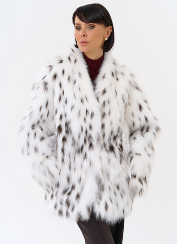 Шуба из лисы с инкрустацией под рысь