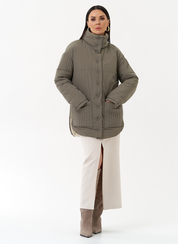 Женская двухсторонняя куртка с воротником стойкой