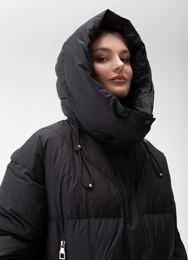 Женский пуховик с капюшоном  модель № 28385 универмаг малина