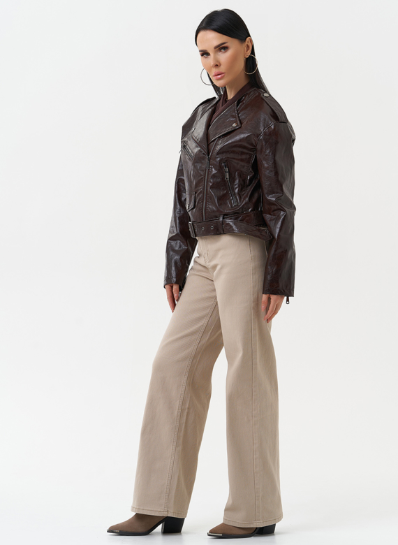 Куртка косуха из эко кожи коричневого цвета