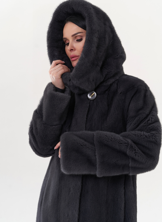 Шуба из норки в цвете графит