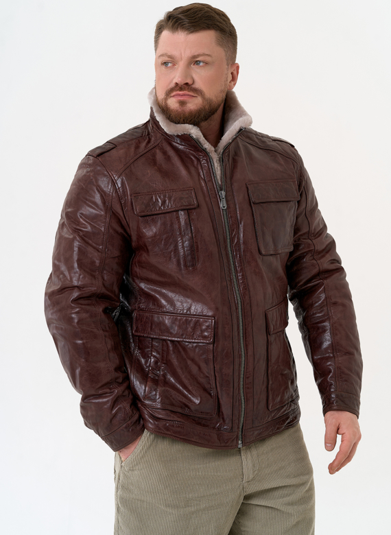Куртка из натуральной кожи коричневого цвета