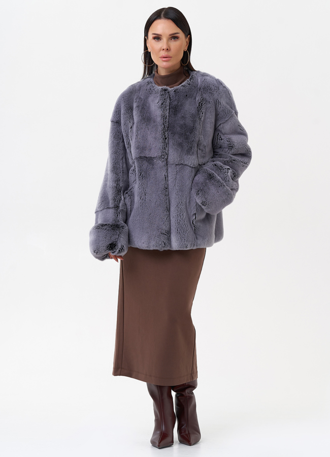 Короткая шуба из меха кролика модель № 29211 в рассрочку