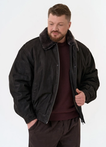 Куртка пилот из натуральной кожи с отделкой из овчины